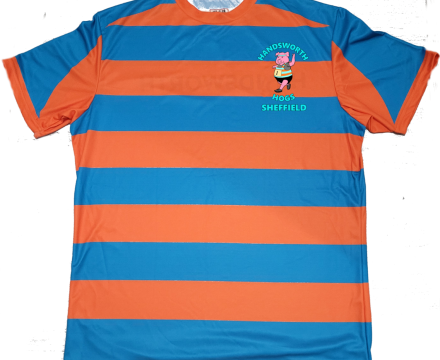 Handsworth Roadhogs Club Kit - Sky Blue/Orange Hooped T Shirt